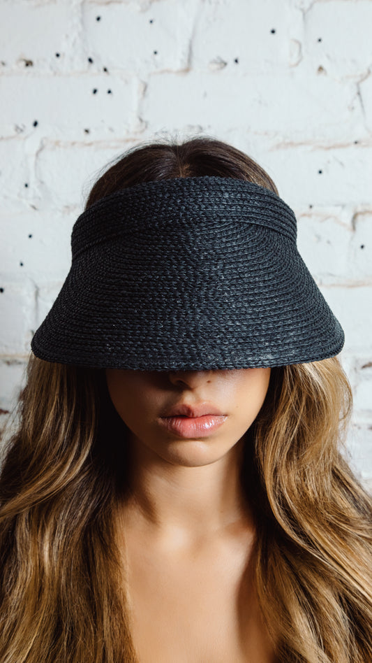 Straw Sun Visor - Black