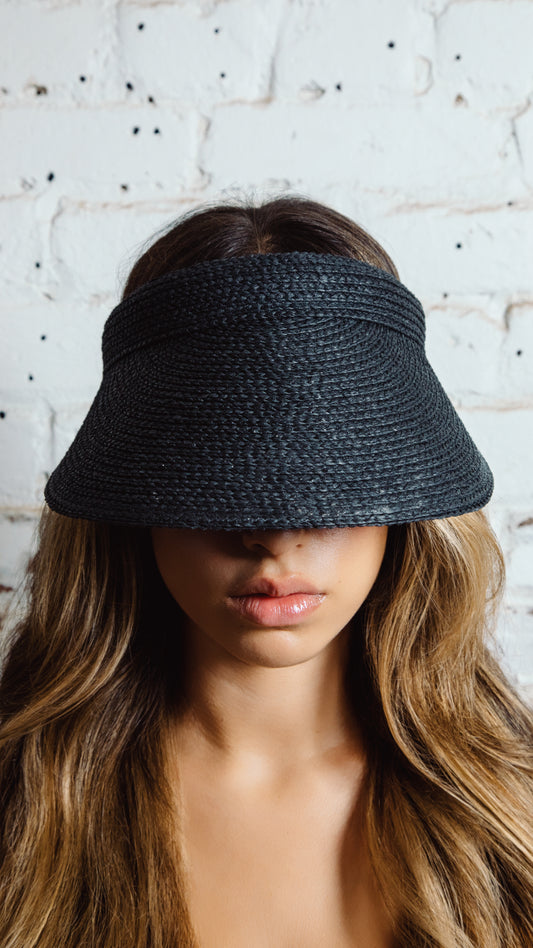 Straw Sun Visor - Black